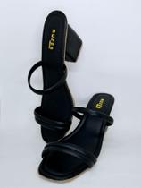 Tamanco Sandalia Feminino Tiras Confortavel Salto Alto Bloco