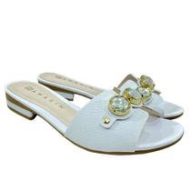 Tamanco Slide Ramarim Pedras Diamante Feminino - Branco