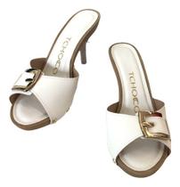 Tamanco Tchocco Couro Original Salto Alto Fivela