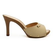 Tamanco Tchocco Couro Soft Creme Salto Fino Moda Retrô Vintage 52903 Original