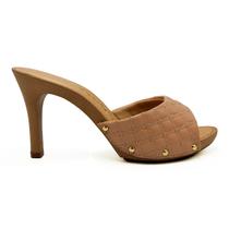 Tamanco Tchocco Salto Fino Nude Rosê Bordado Matelassê Miçanga 52905 Original