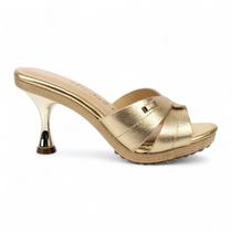 Tamanco Tchocco Salto Taça em Couro Trançado