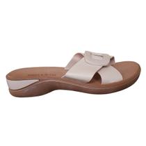 Tamanco Tiras X Slide Confort Salto Anabela Terra & Agua Nude 487400