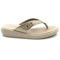 Tamanco Usaflex Anabela Couro com Enfeite Dourado 3014 Tamanco Usaflex Anabela Couro com Enfeite Dourado 3014