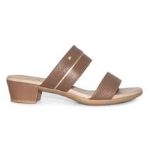 Tamanco Usaflex em Couro Salto Bloco Baixo Casual MM0804 Feminino-Canela