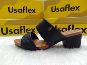 Tamanco Usaflex feminino Couro com Salto Bloco Tresse AE3201 Tamanco Usaflex feminino Couro com Salto Bloco Tresse AE3201