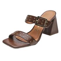 Tamanco Vizzano Fivela Spikes Salto Bloco - Marrom