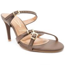 Tamanco Vizzano Fivelas Salto Fino Feminino - Marrom
