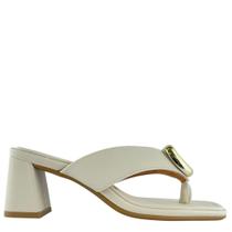 Tamanco Vizzano Salto Grosso Bege com Detalhe Dourado 6530104