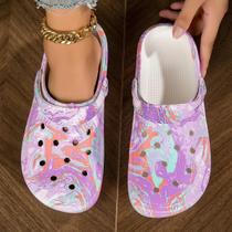 Tamancos De Jardim Tie-Dye Para Mulheres, Leves E Antiderrapantes, Slides De Praia De Verão