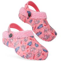 Tamancos Disney Stitch para meninas forrados de lã, ponto rosa/anjo Tamancos Disney Stitch para meninas forrados de lã, ponto rosa/anjo