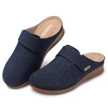Tamancos TEMOFON Slip on Mules para mulheres em couro azul tamanho 6