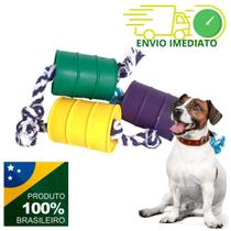 Tambor com corda algodão brinquedo para cachorro pets
