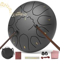 Tambor de chakra de língua de aço Innowarmer Rain Drum de 8 polegadas preto