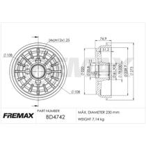 Tambor de freio Traseiro Citroen Aircross 2012 a 2021 FREMAX