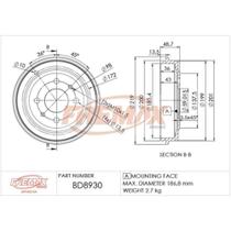 Tambor de freio Traseiro Fiat Uno 2007 a 2023 FREMAX BD8930 Tambor de freio Traseiro Fiat Uno 2007 a 2023 FREMAX BD8930