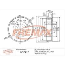 Tambor de freio Traseiro Ford Ranger 2012 a 2024 FREMAX