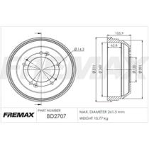 Tambor de freio Traseiro Kia Bongo 1993 a 2012 FREMAX BD2707 Tambor de freio Traseiro Kia Bongo 1993 a 2012 FREMAX BD2707