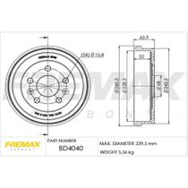 Tambor de freio Traseiro Renault Captur 2017 a 2021 FREMAX