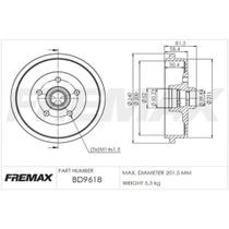 Tambor de freio Traseiro Volkswagen Fox 2009 a 2019 FREMAX Tambor de freio Traseiro Volkswagen Fox 2009 a 2019 FREMAX