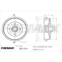 Tambor de freio Traseiro Volkswagen Parati 1993 a 2012