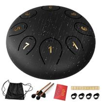 Tambor de língua de aço Lidguni de 6 polegadas e 8 notas em C Key Black