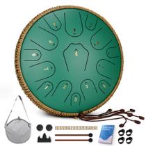Tambor de língua de aço Qingshi de 14 polegadas 15 notas C Major com acessórios Tambor de língua de aço Qingshi de 14 polegadas 15 notas C Major com acessórios