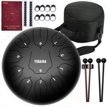Tambor de Língua de Aço Yinama 11 Notas (30cm) - Preto com Acessórios Tambor de Língua de Aço Yinama 11 Notas (30cm) - Preto com Acessórios