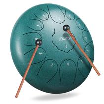 Tambor de lingueta de aço LEKATO 13 Notes, chave C de 30 cm com marretas de malaquita Tambor de lingueta de aço LEKATO 13 Notes, chave C de 30 cm com marretas de malaquita