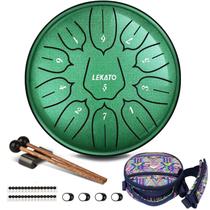 Tambor de lingueta de aço LEKATO de 6 polegadas e 11 notas com bolsa verde