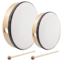Tambor de mão Nydotd Kids Percussion Wood Frame Drum 10 e 8 polegadas