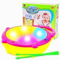Tambor Infantil Flash Drum Brinquedo Musical Com Som e Luzes
