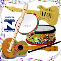 Tambor Pandeiro Viola Flauta Kit 5 Brinquedos Infantil Musical