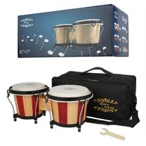Tambores Bongo Glory Bongo Tambores de 15 cm e 18 cm de madeira com bolsa Tambores Bongo Glory Bongo Tambores de 15 cm e 18 cm de madeira com bolsa