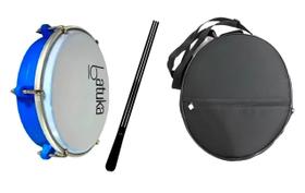 Tamborim 6 Polegadas Batuka LUEN Azul Com Capa e Baqueta