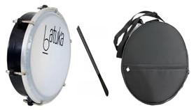 Tamborim 6 Polegadas Batuka LUEN Preto Com Capa e Baqueta