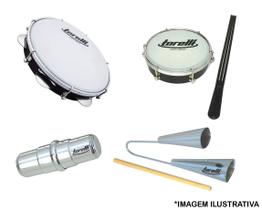 Tamborim com Baqueta + Pandeiro 10" + Agogô Duplo + Ganzá Torelli Tamborim com Baqueta + Pandeiro 10" + Agogô Duplo + Ganzá Torelli