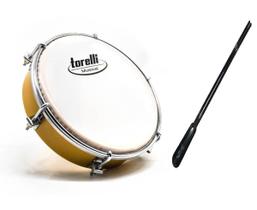 Tamborim Pele Leitosa Torelli Tt404 Nat + Baqueta