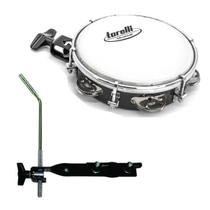 Tamborim percussivo torelli tt410 com suporte para pedestal ta422