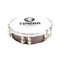 Tamborim timbra 06 madeira chocolate aro cromado p3