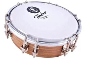 Tamborim timbra 6" madeira aro niquelado 12 afinadores