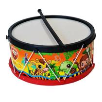 Tamborzinho musical de brinquedo para criança Tambor diversão baqueta cores Sortidas