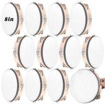 Tambourine Lukmaa Wedding, 12 peças de madeira, metal, 20 cm, branco