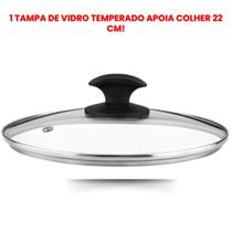 Tampa Avulsa De Vidro Temperado 22 Cm Para Panelas, Cuscuzeiras, Frigideiras E Apoio De Colher