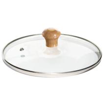 Tampa Avulsa de Vidro Temperado 28/29cm Pomel Preto COR:MADEIRA