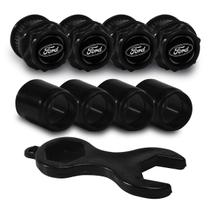 Tampa Bico Valvula Antifurto Pneu Capa Preto Emblema Ford Preto Tampa Bico Valvula Antifurto Pneu Capa Preto Emblema Ford Preto
