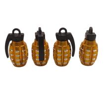 Tampa Bico Válvula Pneu Estilo Granada Dourado Alumínio 4Pçs Tampa Bico Válvula Pneu Estilo Granada Dourado Alumínio 4Pçs