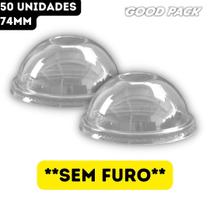 Tampa Bolha Dome SEM Furo para Copo Felicidade Goodpack - 74mm - 50 Unidades