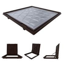 Tampa Casa de Maquina Piscina TCM50X50MSPM Articulada Rebaixo Invisivel Marrom Real Aluminio
