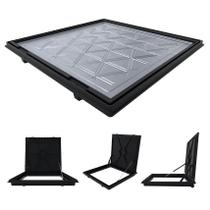 Tampa Casa Máquina Alumínio Rebaixo Invisível Preta 75x75cm